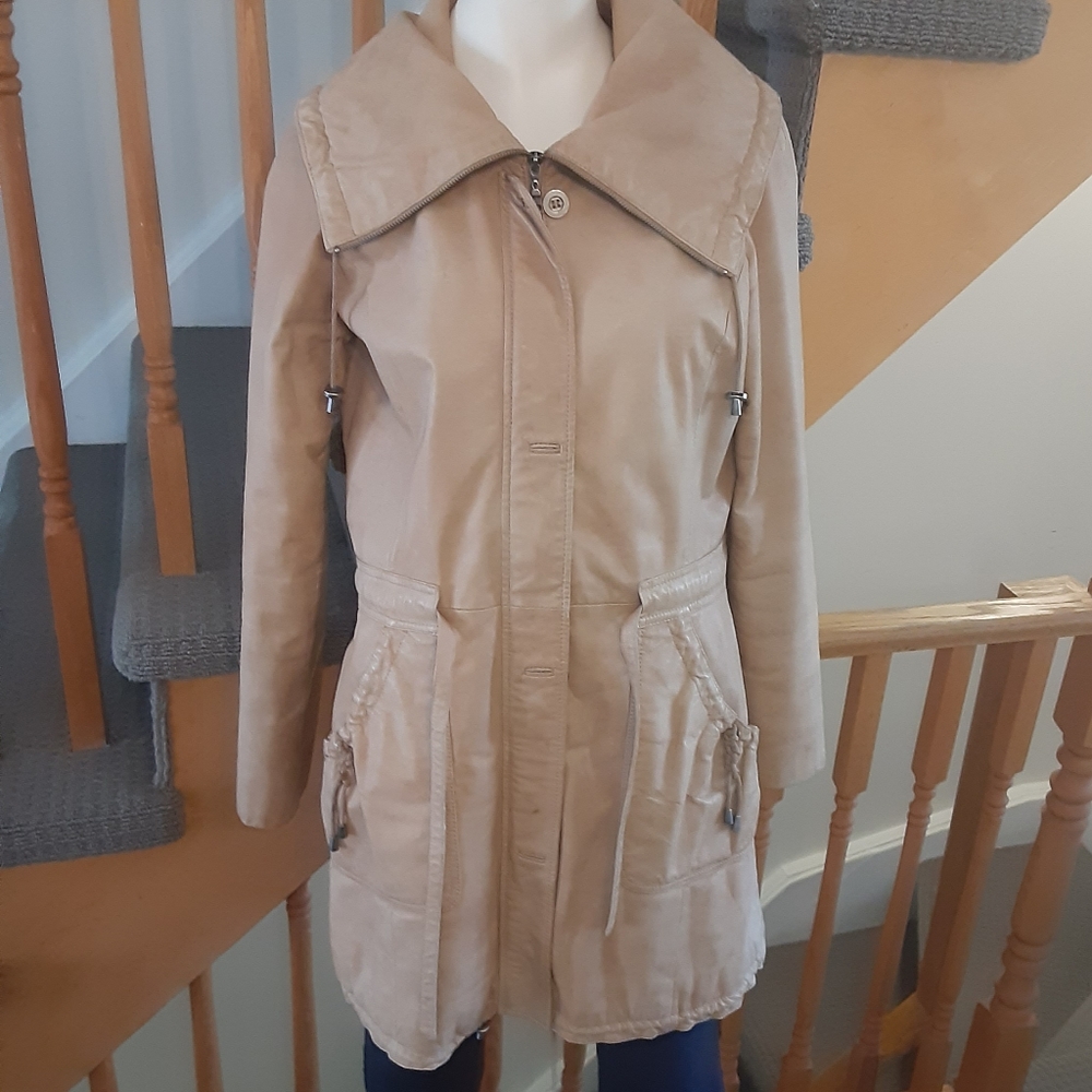 DANIER leather Camel Colour Coat- Women's Size Small
